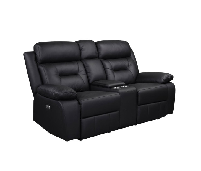 Luxe Leather Reclining Power Loveseat Black Luxe Leather Reclining Power Loveseat Black